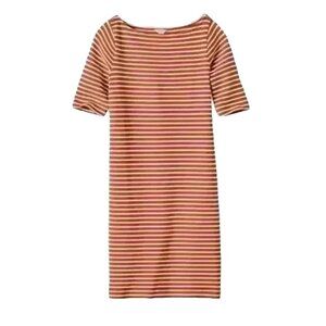 Fossil Womens Sz Medium Addison Burnt Orange Stripe Knit Dress Cosplay Y2K Flaw